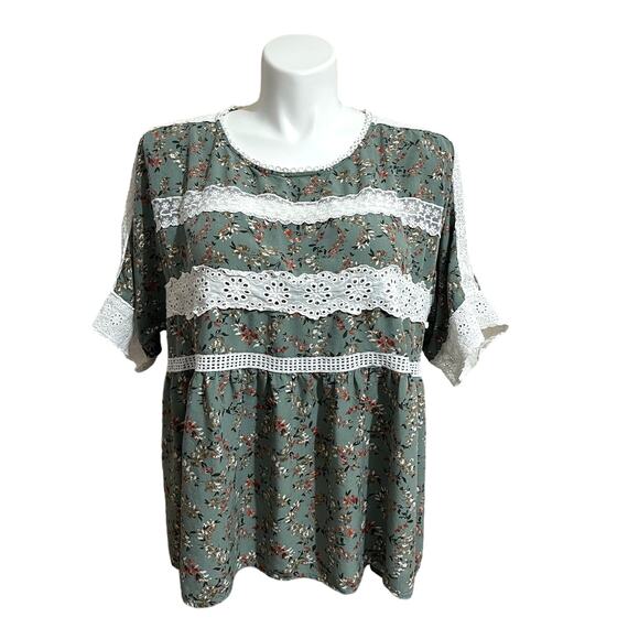 entro Peasant Style Pullover Floral Crochet Lace Blouse Size‎ 2X (Plus) Boho - Picture 1 of 12